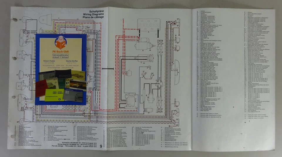 Elektrischer Schaltplan VW Kübelwagen Typ 181 + M 63 Modelljahr 1972 - Bild 1 von 1