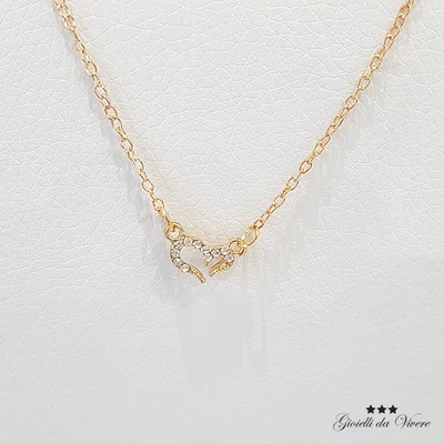 COLLANA GIROCOLLO DONNA CUORE STILIZZATO APERTO METALLO ORO ARGENTO - Immagine 1 di 4
