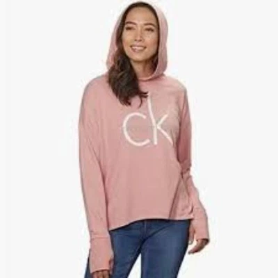 SUDADERA LIGERA CON CAPUCHA ROSA CALVIN KLEIN - M Foto 1 de 4