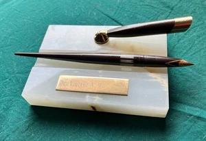 Sheaffer White Dot Desk Set Fountain Pen Nib 14K With Marble Base, Vintage Life - Picture 1 of 6