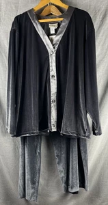 Coldwater Creek Conjunto de 3 Piezas Talla Grande 3X Gris Terciopelo Pierna Ancha Pantalón Slvls Top Chaqueta - Imagen 1 de 17