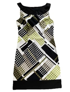 Connected Apparel Kleid 8 schwarz weiß grün geometrische Punkte ärmellos - Bild 1 von 11