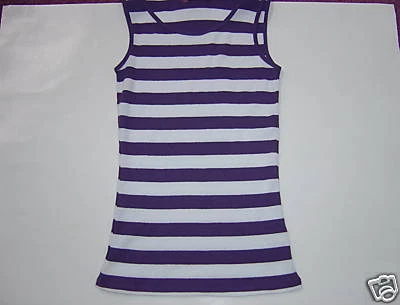 Camiseta sin mangas Limited Too púrpura blanca a rayas 12 nueva con etiquetas Foto 1 de 1