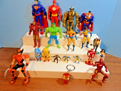 19 DC Comics & Marvel Action Figures~Wolverine~Superman~Hulk~Wonderwoman~Ironman - Image 1 of 4