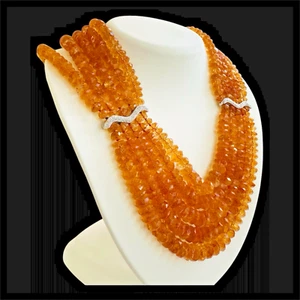 Antonini 18k 750 Gold 5 Strand Yellowish Orange Natural Citrine Necklace 18" - Picture 1 of 20