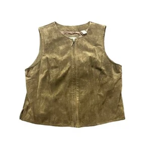 Vintage Lord & Taylor Suede Leather Vest Biker Moto Grunge Womens Size Medium - Picture 1 of 7
