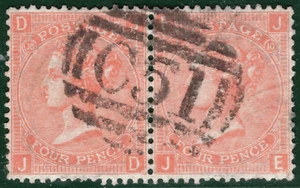 GB USED ABROAD DANISH WEST INDIES 4d Plate 10 Pair ST THOMAS C51 Numeral SBR47 - Picture 1 of 6