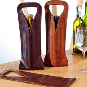 1pcs Pu Leather Wine Carrier Bag Picnic Outdoor Protection Carrying Gift Bag - Picture 1 of 26