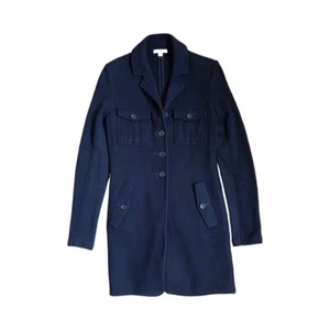 James Perse Women's Long Peacoat Double Breasted Navy Blue Knit Size 1 - Picture 1 of 10
