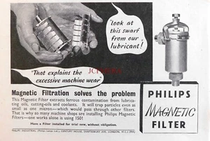 WW2 Original Ephemera : 'PHILIPS' Magnetic Lubrication Filters ADVERT - Foto 1 di 1