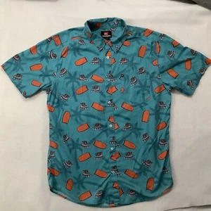 Quiksilver Short Sleeve Button Up Shirt Size XL Surfboard Skates Vintage - Picture 1 of 9