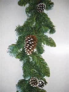 Snowy Pine Garland & Cones Christmas Decoration 6ft Long Artificial Foilage - Picture 1 of 2