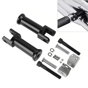 Black Passenger Footpeg Support Mount Kit For Harley Softail Fat Boy 2018-2024 - Picture 1 of 12