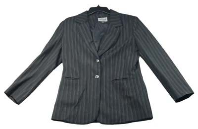 Blazer Kasper Mujer Talla 10 Petite 10P Abrigo Negro Rayas 2 Botones Foto 1 de 4