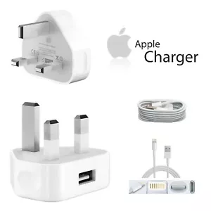Caricabatteria originale Apple spina e cavo dati Apple iPhone 5 6 7 8 X XR 11 12 13 14 SE - Foto 1 di 21