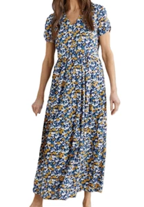 Seasalt Womens SycamoreBranch Midaxi Tea Dress size 20 CottonBlend Lined BlueMix - Picture 1 of 2