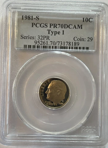 1981-S Roosevelt Dime Type 1 - PCGS PR70DCAM -(#4046) Cover