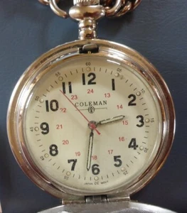 Coleman Silvertone Pocket Watch With Chain & New Battery - Picture 1 of 5