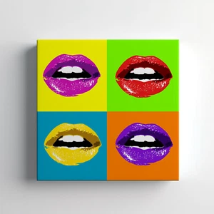 Stampa su tela labbra pop art colorate arte da parete, elegante decorazione casa da appendere a parete - Foto 1 di 12