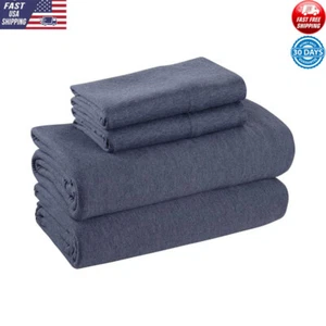 Extra Soft Jersey Bed Sheet Set Queen Breathable Stretchy Cozy 4 Pieces New - Picture 1 of 6