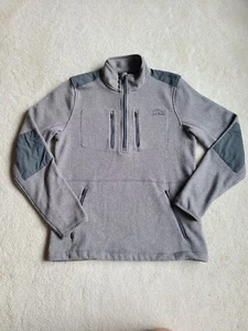 LL Bean 1/2 Zip Pullover  Sweater Men's Size Medium Gray Fleece Elbow Patches - Picture 1 of 8