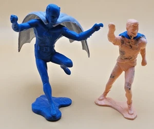 VTG 1966 Ideal DC Comics Justice League Batman & Robin Plastic Figures w Capes - Picture 1 of 8