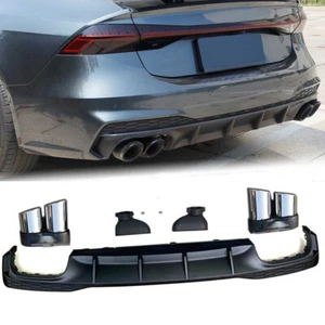 Difusor de parachoques trasero PP labio con puntas de escape para Audi A7 Quattro A7 Sportback - Imagen 1 de 12