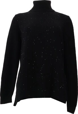 Suéter DG2 Diane Gilman Cuello Alto LENTEJUELAS NEGRAS GUNMETAL M NUEVO SIN ETIQUETAS (196) Foto 1 de 4