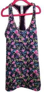 Ivivva By Lululemon Girls Activewear Tank Top Size 14 Purple Floral Racerback - Picture 1 of 6