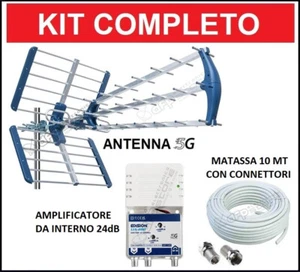Kit Antenna TV Amplificata Digitale Terrestre Esterna DVB-T2 Amplificatore ! - Foto 1 di 8