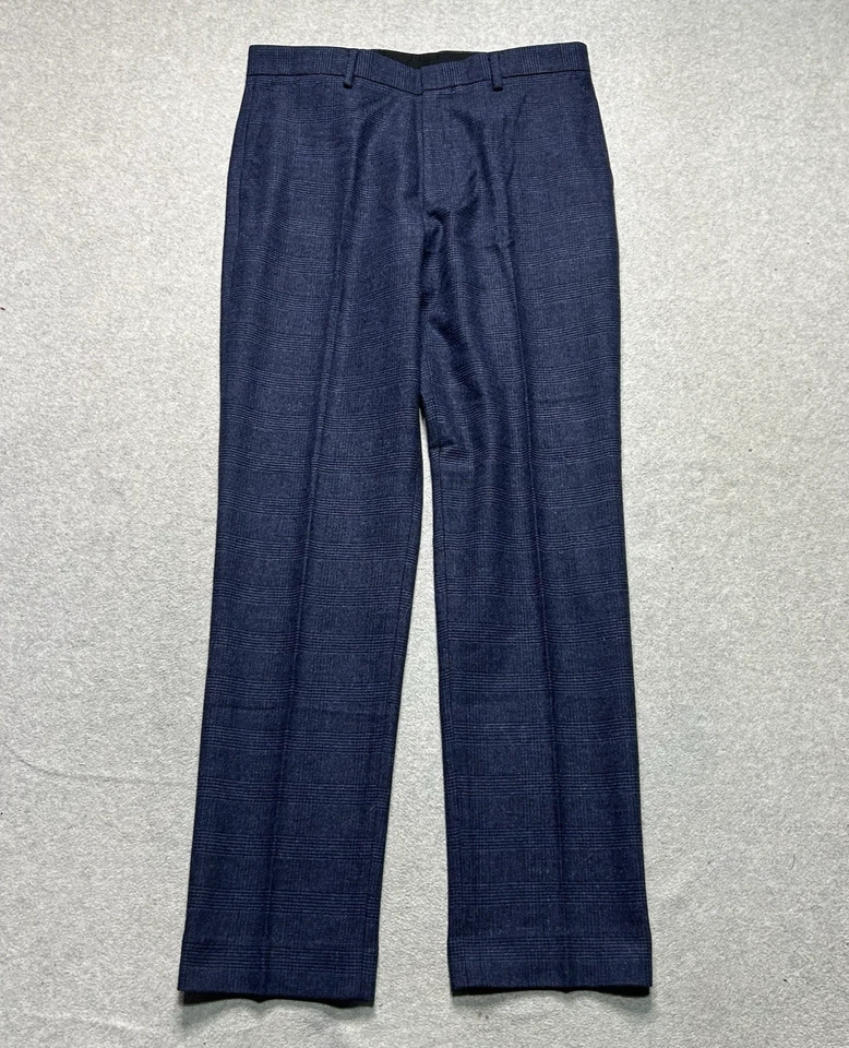 J. Crew Ludlow Dress Pants Mens 32 X 32 Navy Blue Plaid Wool Blend Classic Fit - Image 1 of 4