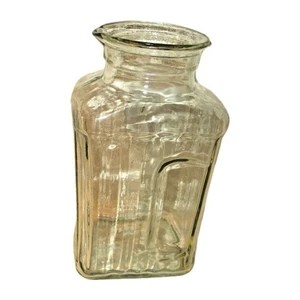 Brocca barattolo succo acqua frigorifero vintage vetro a coste con manico affondato no top - Foto 1 di 12