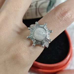 +Natur+ echt Mondstein stilvoll Retro vintag Ringe Edelstein Ring Heilstein - Bild 1 von 8