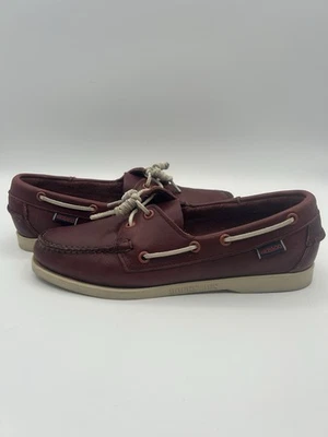 Auténticos zapatos mocasines de barco de cuero borgoña Sebago Dockside’s para mujer talla 8,5 Foto 1 de 4