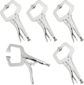 5er Pack 9 Zoll C Clamp Verriegelungszange, Locking C Clamp, 9 Zoll, silberner Griff - Bild 1 von 7
