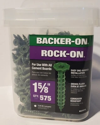 (575-Pk) Tornillos de tablero de cemento de cabeza plana Rock-On Star #9 x 1-5/8" 23515 Foto 1 de 4