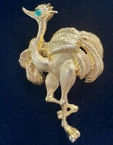Broche de avestruz vintage dorado - Imagen 1 de 2