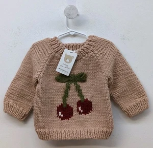 The Blueberry Hill Cherry Handmade Pullover Toddler Sweater 12-24 Months Blush - Picture 1 of 7