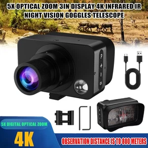 3" Display 4K Infrared IR Night Vision Goggles telescope 5X Optical Zoom 1700MAH - Picture 1 of 61