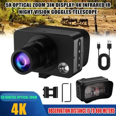 3" Display 4K Infrared IR Night Vision Goggles telescope 5X Optical Zoom 1700MAH - Image 1 of 4