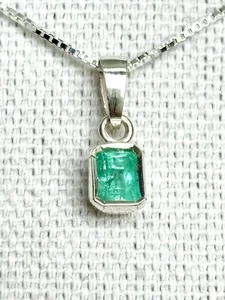 Echter kolumbianischer Smaragd Anhänger, Silber 925, natürlicher Smaragd, 1..0 Karat - Bild 1 von 7