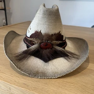 Charlie 1 Horse Custom Cowboy Hat 7 1/4 Red Jasper Feather & Hide Detail - Picture 1 of 13