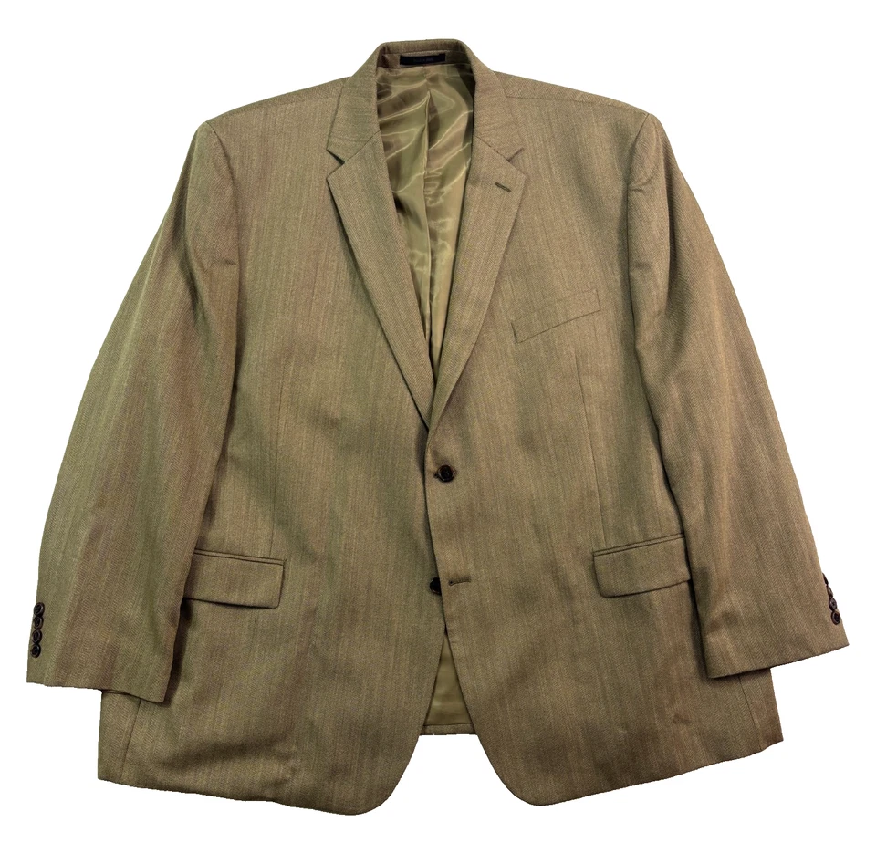 Ralph Lauren 52R Brown Herringbone Blazer Jacket Sport Suit Coat Silk Wool - Image 1 of 4
