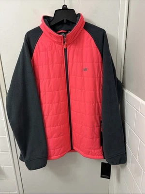 Chaqueta acolchada New Balance para mujer talla 3x rosa gris forrada de lana bolsillos con cremallera completa Foto 1 de 4