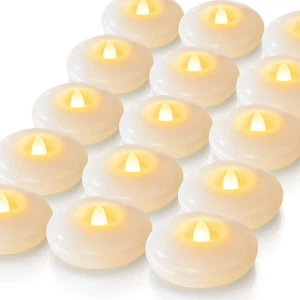Paquete de 24 velas LED flotantes sin llama de 3” impermeables tealights para decoración de bodas - Imagen 1 de 12