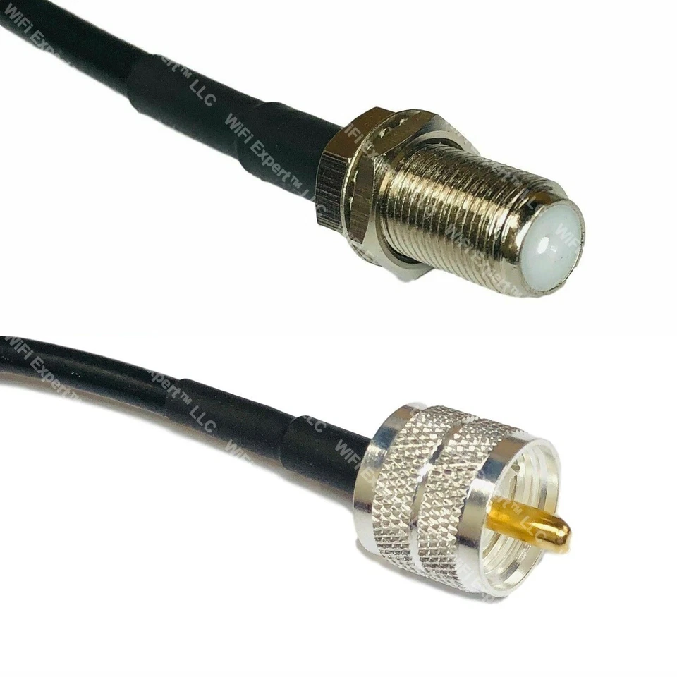 RG58  F TV FEMALE to PL259 UHF Male Coaxial RF Pigtail Cable USA - Image 1 of 1