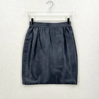 VINTAGE UNGARO PARALLELE PARIS Leather Skirt Womens Small XS Blue Metallic