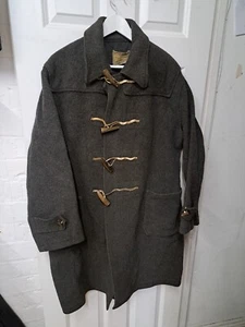 GLOVERALL DUFFLE COAT UK 44 Wool Charcoal Grey Made In England Overcoat Jacket - Picture 1 of 13