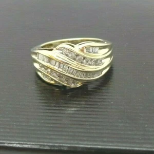 10K YG LADIES DIAMOND CLUSTER SWIRL BAND RING 1.00 tcw SZ 6.5 A16117-1 4.46gram  - Picture 1 of 8