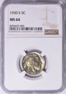 1930-S Buffalo Nickel NGC MS64 - Image 1 of 3